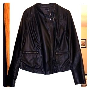Faux leather cropped moto jacket
